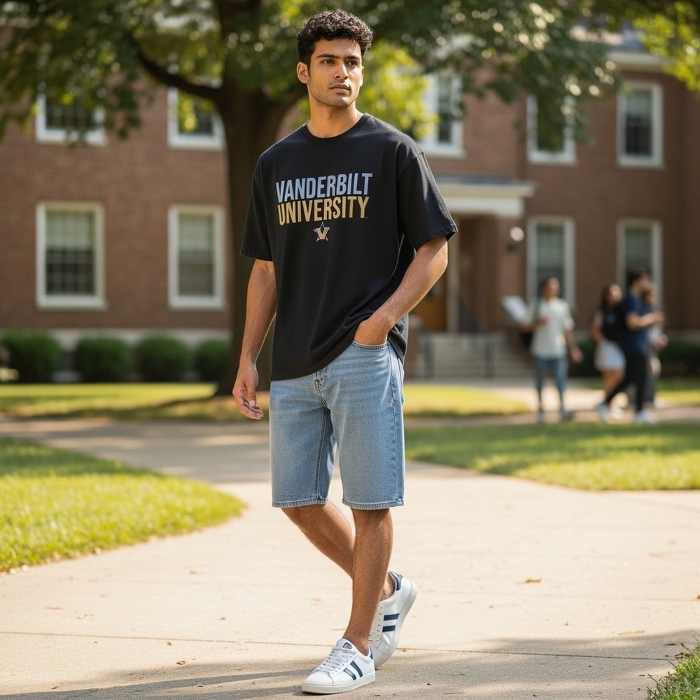 Vanderbilt University T-Shirt Mens XL Black Collegiate Graphic Tee Short Sleeve